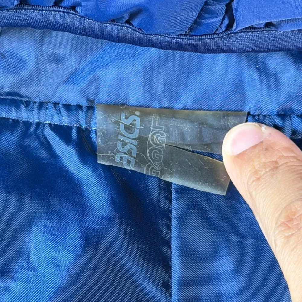 Asics Mens Blue Puffer Hooded Jacket Lightweight Full Zip‎ Athletic Sportswear